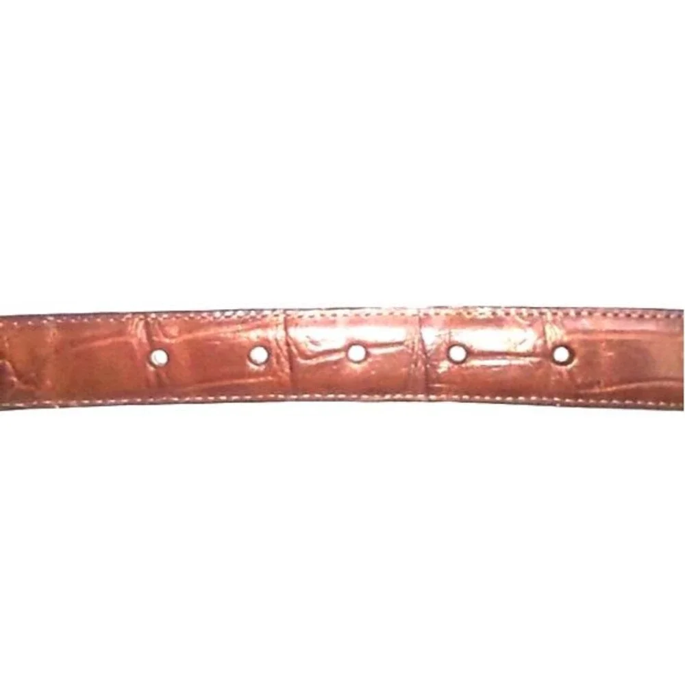 Vintage Brighton Gold Tone Buckle  Brown Leather Belt 33
